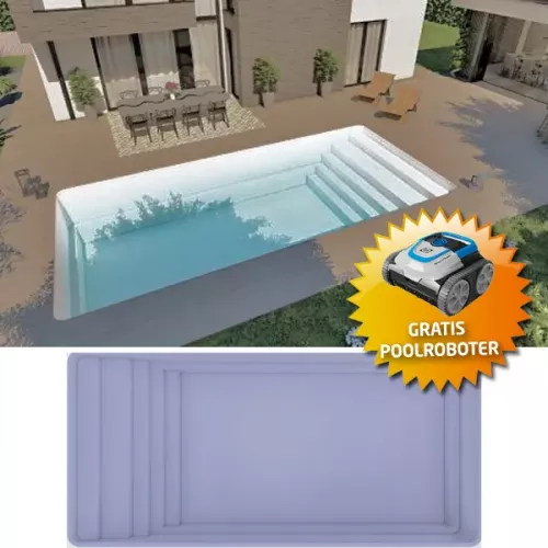 GFK Pool Cynthia 7 | 700x370x150cm Set mit Gratis Poolroboter