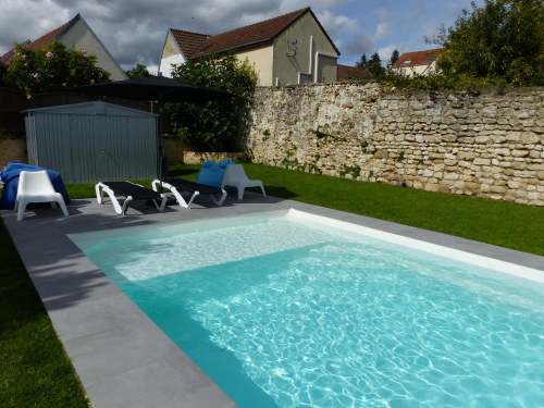 GFK Pool Detente 8 Plage | 860x400x155cm mit Oberflurrollladen Abdeckung