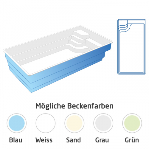 MON de PRA Unique 7 | 710x360x150cm GFK Pool Set