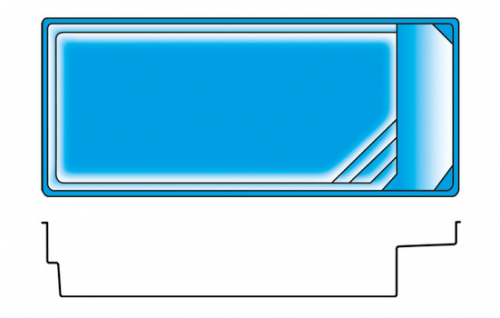 GFK Pool Detente 9 Plage | 960x400x155cm mit Oberflurrollladen Abdeckung