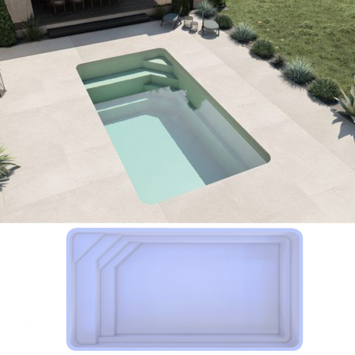 GFK Pool Anais 6 | 650x275x150cm Set + Wärmepumpe + Poolroboter