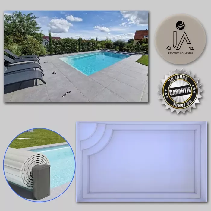 GFK Pool Apolline 3 ER | 500x250x145cm Set mit Oberflurrollladen