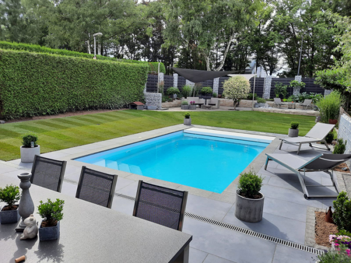 PPP GFK Pool Detente 6 | 692x368x158cm + Unterflurrollladen + Wärmepumpe + Poolroboter