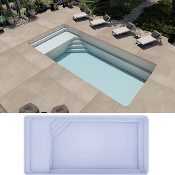 GFK Pool Lina 7 | 755x360x155cm Set + Wärmepumpe + Poolroboter