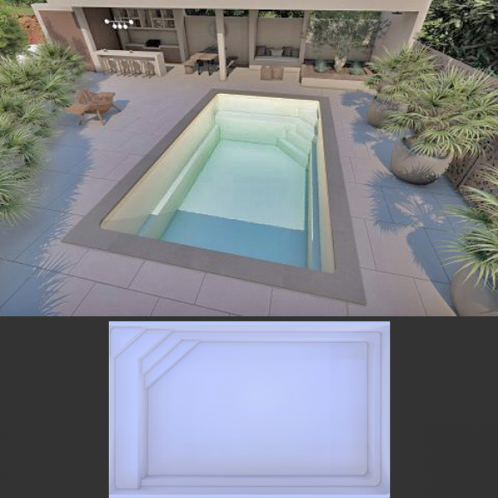 GFK Pool Lisea 7 | 720x355x155cm Set + Wärmepumpe + Poolroboter