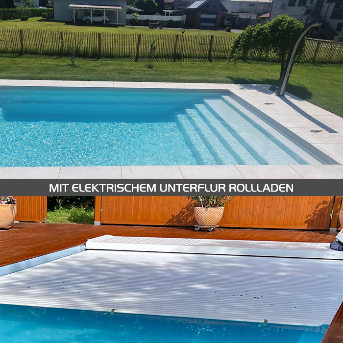 GFK Pool Orlando 8 | 900x368x148cm mit Unterflurrollladen
