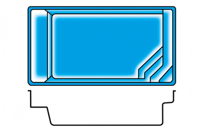 PPP GFK Pool Detente 6 | 692x368x158cm + Unterflurrollladen + Wärmepumpe + Poolroboter