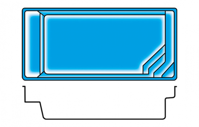 GFK Pool Detente 7 | 792x368x158cm mit Unterflurrollladen