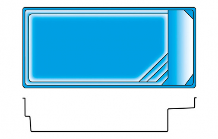 GFK Pool Detente 8 Plage | 860x400x155cm mit Oberflurrollladen Abdeckung