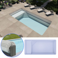 GFK Pool Lina 7 | 755x360x155cm Set mit Oberflurrollladen
